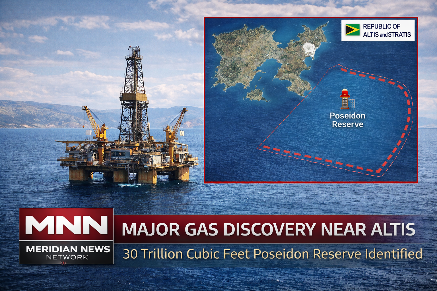 Announcement graphic for the Poseidon Reserve discovery